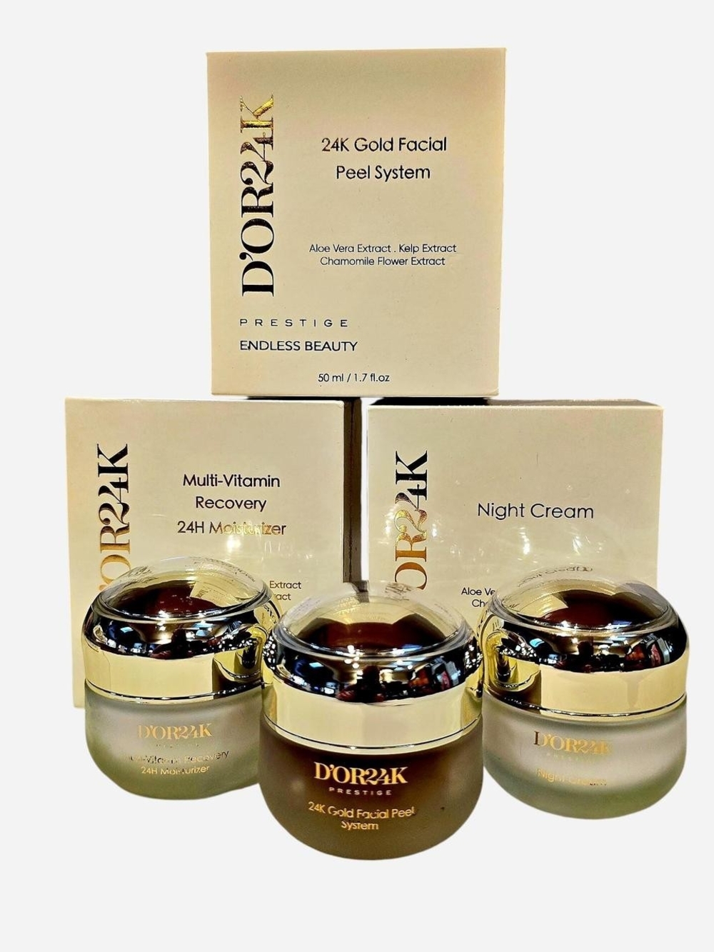 TRIO 24K Gold Facial Peel System, Multi-Vitamin, and Night Creams by D'OR24K